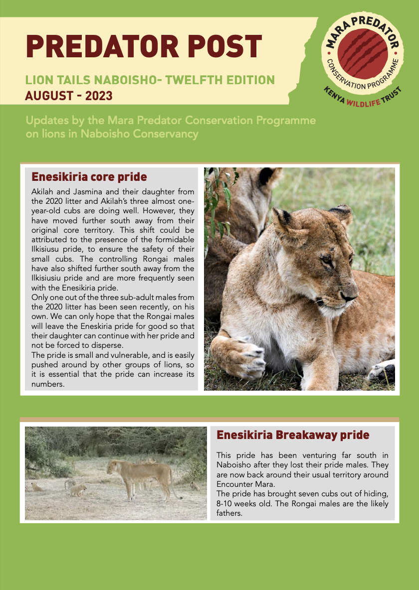 Predator Post - Mara Predator Conservation Programme